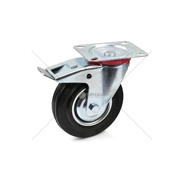 Náhradní otočné kolečko gumové s brzdou 100mm GEKO