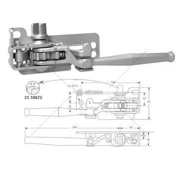 Napínač plachty kulatý 25mm p s výřezem sesam, edscha 0139764_A
