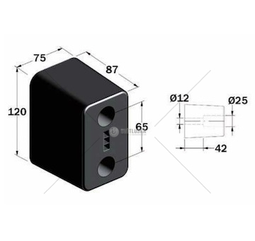 Nárazník - doraz pryžový 120x75x87 přívěs/návěs 0186039_A