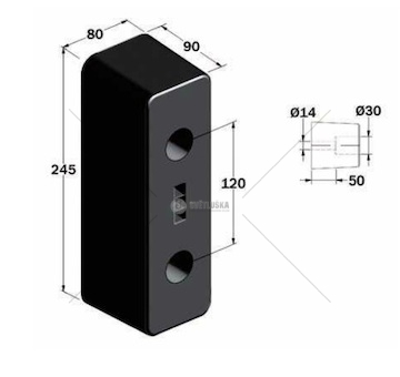 Nárazník - doraz pryžový 245x80x90 0144604_A