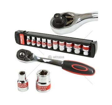 Nástrčné hlavice 8-24mm, 1/2", 10ks s ráčnou MAR-POL