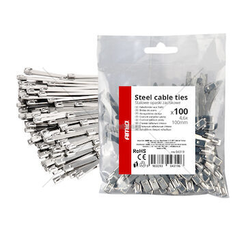 Nerezové sťahovací pásky 4,6x100mm 100 ks AMiO-04319