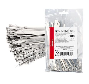 Nerezové sťahovací pásky 4,6x150mm 100 ks AMiO-04320