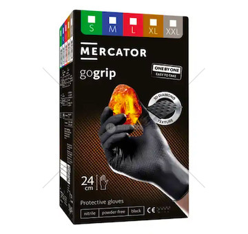 Nitrilové rukavice MERCATOR GoGrip ONE-BY-ONE ČERNÉ 100ks M