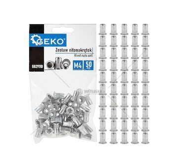 Nýtovací matice M4 (0,5–2,0) hliníkové, 50 ks - GEKO