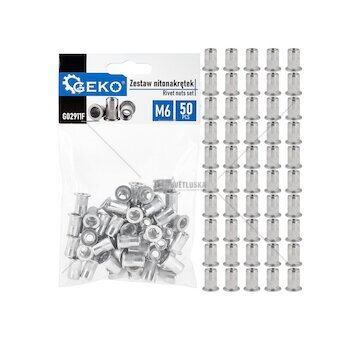 Nýtovací matice M6 (1,0–3,0) hliníkové, 50 ks - GEKO