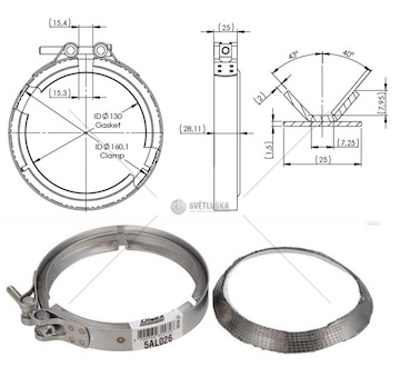 Objímka trubky výfuku pr.130/160 s těsněním - sada mercedes actros mp4/mp5 0760681_A