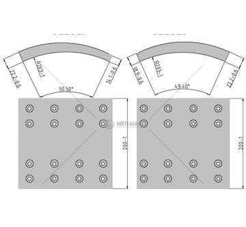Obložení brzdové 19063.1 fomar 200x422 daf 95xf, 65cf, 75cf, 85cf 0022441_A