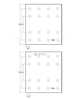 Obložení brzdové 19063,19064 textar 200x420 bez nýtů zn daf xf95,95xf,65cf,75cf,85cf 0200908_A