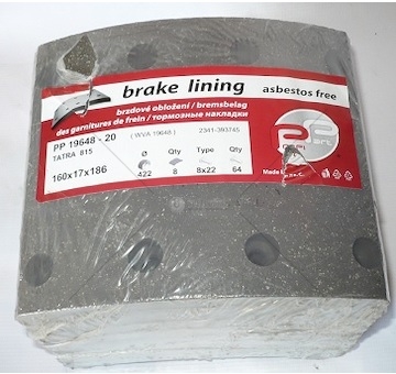 Obložení brzdové vrtané 160x17mm - SADA 8ks - ProfiParts