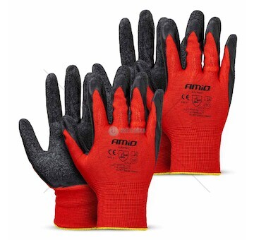 Ochranné rukavice polyesterové, potažené latexem, velikost 10 (2 páry), třída 2121X – AMiO-04637