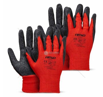 Ochranné rukavice polyesterové, potažené latexem, velikost 8 (2 páry), třída 2121X – AMiO-04635