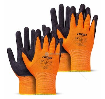 Ochranné rukavice polyesterové, potažené latexovou pěnou, velikost 10 (2 páry), třída 2132X – AMiO-04641
