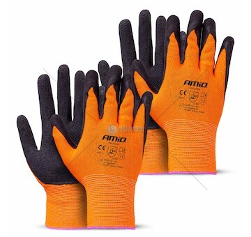 Ochranné rukavice polyesterové, potažené latexovou pěnou, velikost 11 (2 páry), třída 2132X – AMiO-04642
