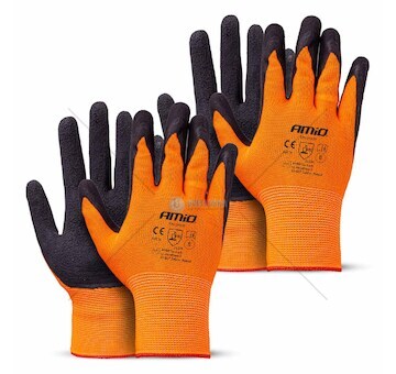 Ochranné rukavice polyesterové, potažené latexovou pěnou, velikost 8 (2 páry), třída 2132X – AMiO-04639