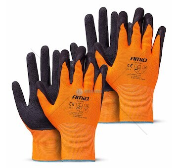 Ochranné rukavice polyesterové, potažené latexovou pěnou, velikost 9 (2 páry), třída 2132X – AMiO-04640