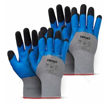 Ochranné rukavice polyesterové, potažené pěnou na 3/4 povrchu, velikost 8 (2 páry), třída 3131X – AMiO-04643