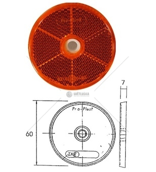 Odrazka červená 60x7 červená s otvorem 6mm, samolepící 26108102_A