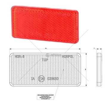 Odrazka červená 94x44mm samolepící 0012650_A