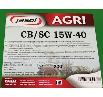 Olej Superol CB/SC 15W40 200L Jasol AGROCBSC200