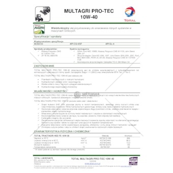 OLEJ TOTAL MULTAGRI PRO-TEC 10W40 208L TOTAL 2147627