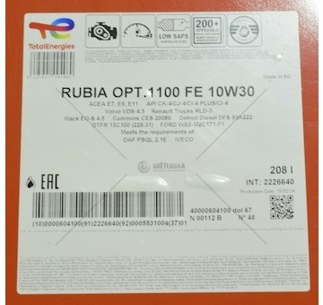 Olej Total Rubia Optima 1100 FE 10W30 208L 2226640