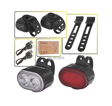 Osvětlení jízdního kola, sada přední 350mAh, zadní 230mAh KELTIN