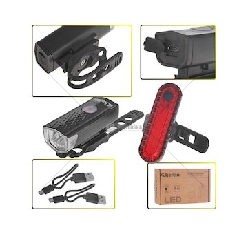 Osvětlení jízdního kola, sada přední 900mAh, zadní 400mAh KELTIN