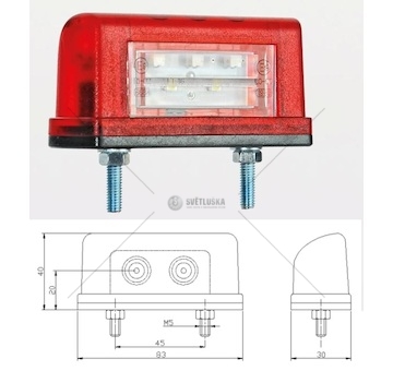 Osvětlení spz boční 12v/24v 0,75/1,5w led nízká s poziční svítilnou, kabel 0,3m 0143568_A