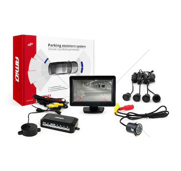 Parkovací asistent 4 senzory černé GOLD 18mm TFT01 4,3 `s kamerou night vision CAM-301 LED 18mm