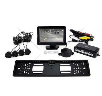 Parkovací asistent 4 senzory černé TFT01 4,3 `s kamerou CAM-402 v podložce pod SPZ