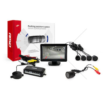 Parkovací asistent 4 senzory černé TFT01 4,3 `s kamerou night vision CAM-301 IR 28mm