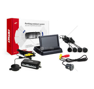 Parkovací asistent 4 senzory černé TFT02 4,3 `s kamerou night vision CAM-308-LED