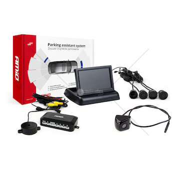 Parkovací asistent 4 senzory černé TFT02 4,3 `s kamerou night vision CAM-310-LED