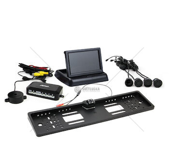 Parkovací asistent 4 senzory černé TFT02 4,3 `s kamerou night vision CAM-402-LED