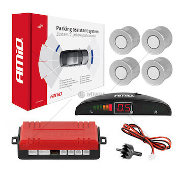 Parkovací asistent LED 4 senzory stříbrné
