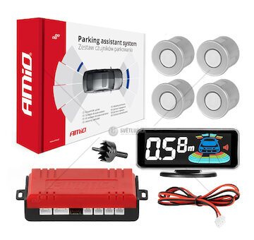 Parkovací asistent LED-GRAF 3D 4 senzorů stříbrných