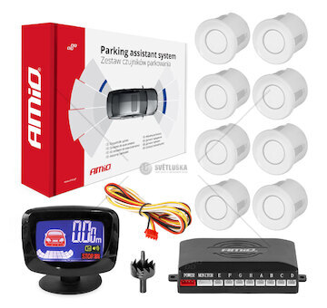 Parkovací asistent LED-GRAF 8 senzorů bílých