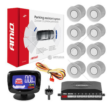 Parkovací asistent LED-GRAF 8 senzorů stříbrných