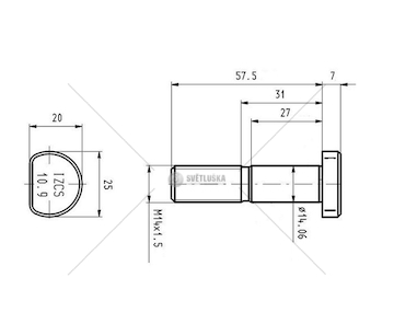 Pero kola MB M14*1,5*58 DL.GW.26MM CSY AZME-0009