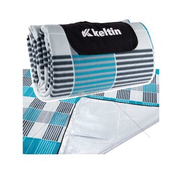 Pikniková, plážová deka s termoizolací 200×200 cm, šedomodrá - KELTIN