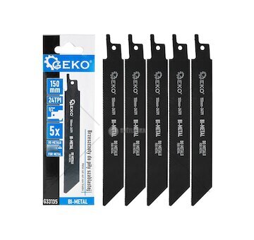 Pilové plátky do ocasky na kov 150 mm, 24 TPI, bimetal, sada 5 ks - GEKO