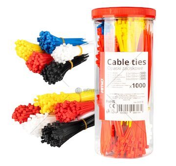 Plastové stahovací pásky vícebarevné, 1000ks AMiO-04318