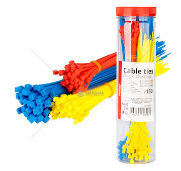 Plastové stahovací pásky vícebarevné, 150ks AMiO-04316