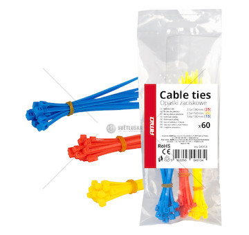 Plastové stahovací pásky vícebarevné 60ks AMiO-04313