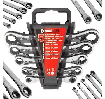 Ploché ráčnové klíče 5ks 6-22mm MAR-POL