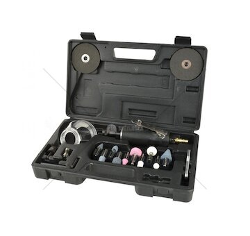 Pneumatická přímá bruska s příslušenstvím 21 ks GEKO