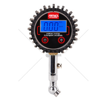 Pneuměřič digitální s otočnou hlavicí a resetovacím ventilem 17 bar AMiO-04464