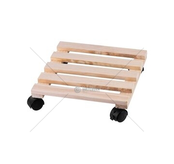 Pojízdný dřevěný podstavec pod květináč, 30×30×7 cm