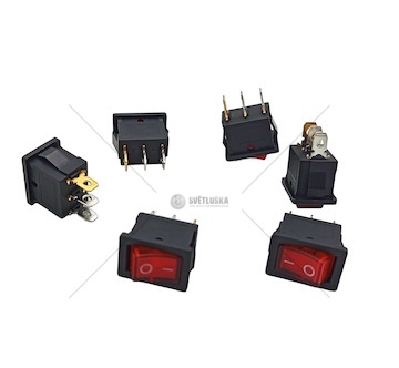 Přepínač kolíbka dvoupolohový 6A červený, vypnuto-zapnuto